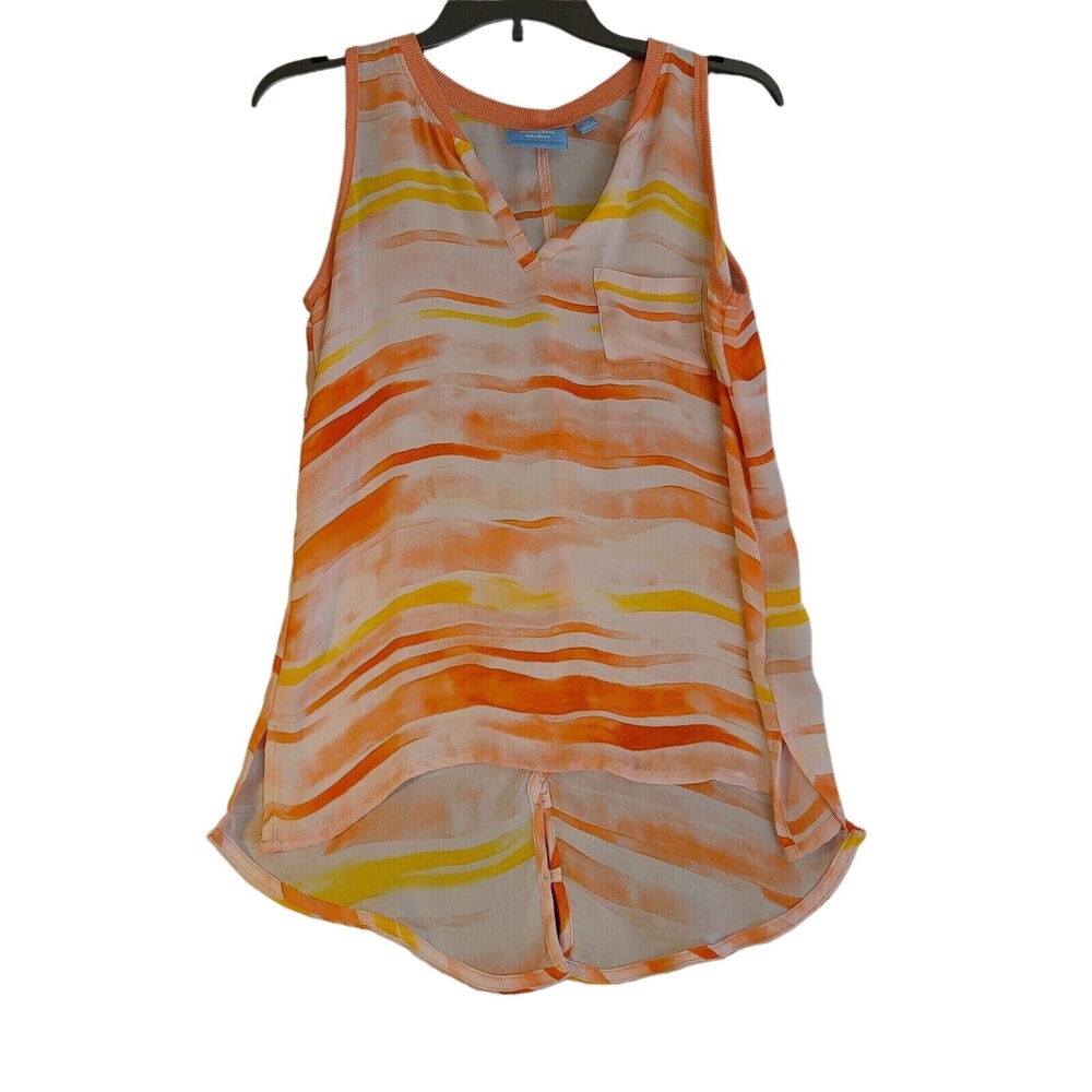 Simply Vera Vera Wang Top Multi-Color Size XS 100% Polyester Pullover Sleeveless